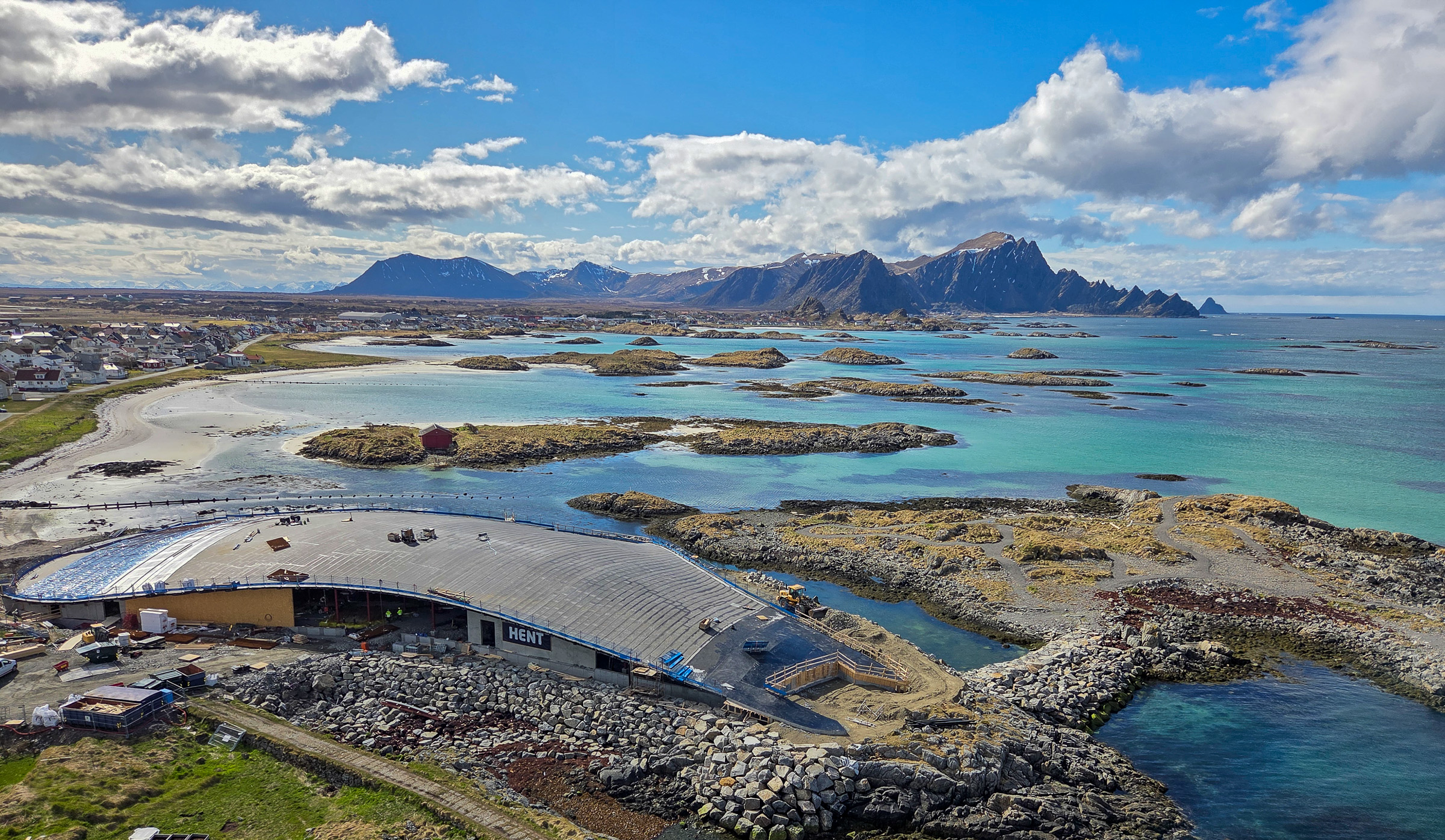 The future whale museum in front of the stunning mountains