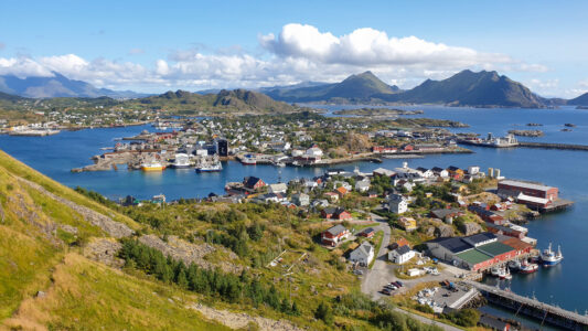 View of the harbour at Ballstad
