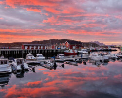 Sunset at the harbour in Bodø