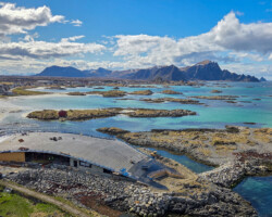 The future whale museum in front of the stunning mountains