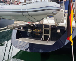 The new lettering is on the stern