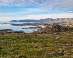 Blick auf Gjesvær und Umgebung
